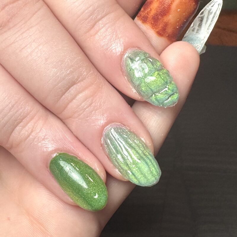 Green Hulk inspired nails