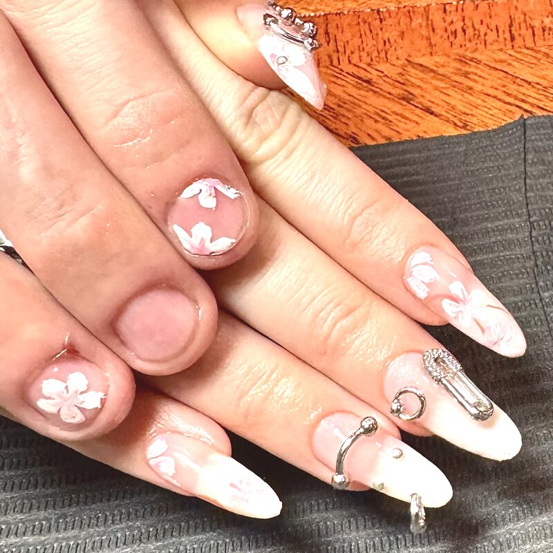 Cherry blossom floral nails