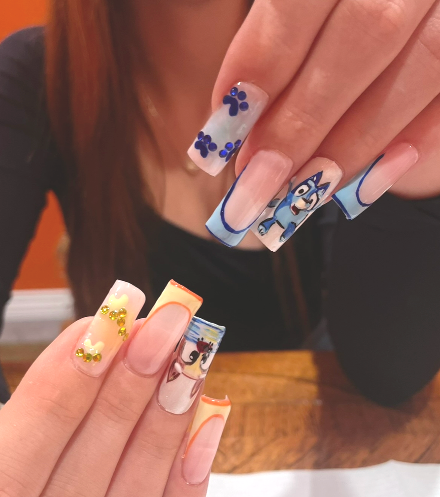 Bluey character nails