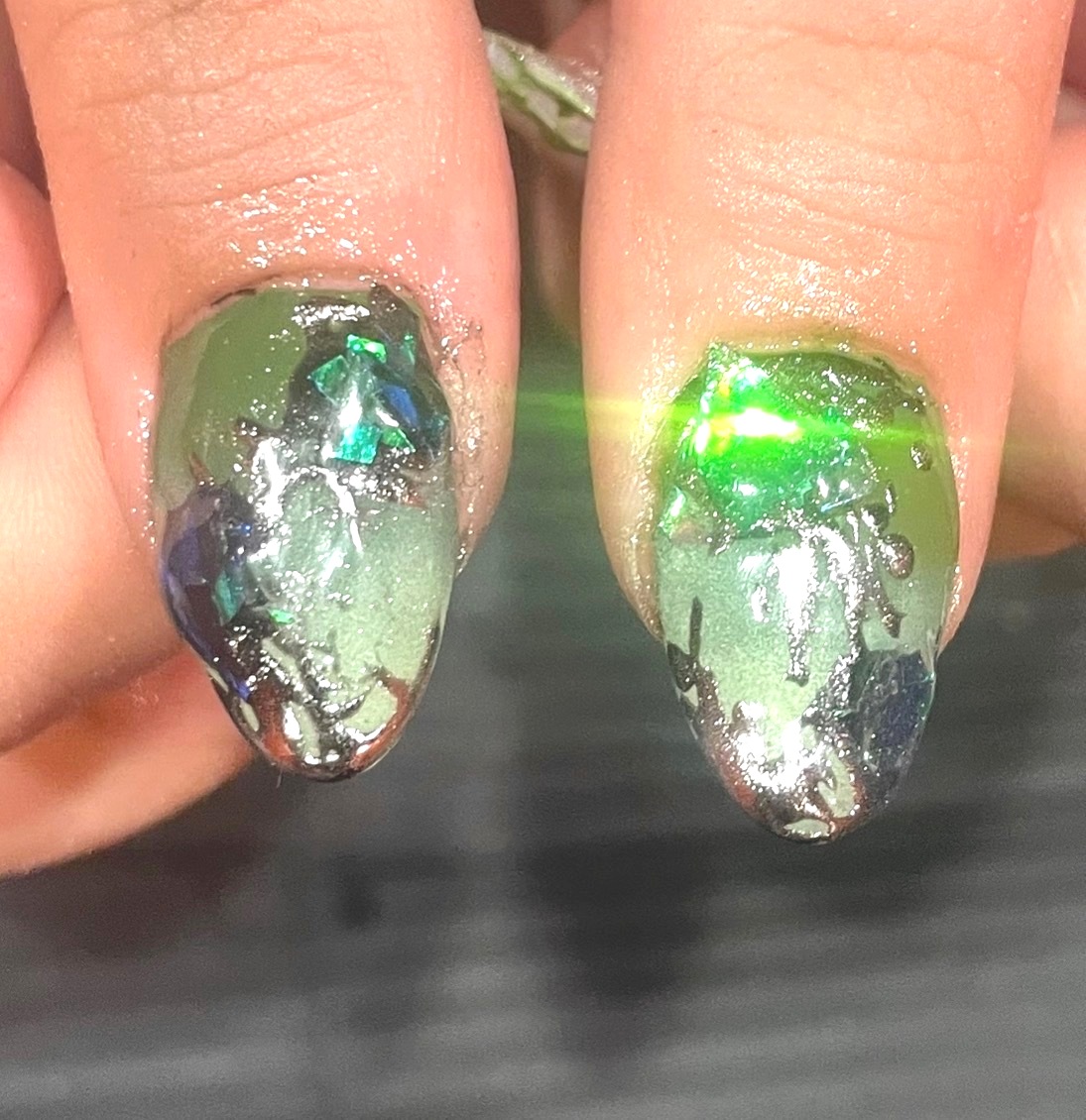 Green opal nails